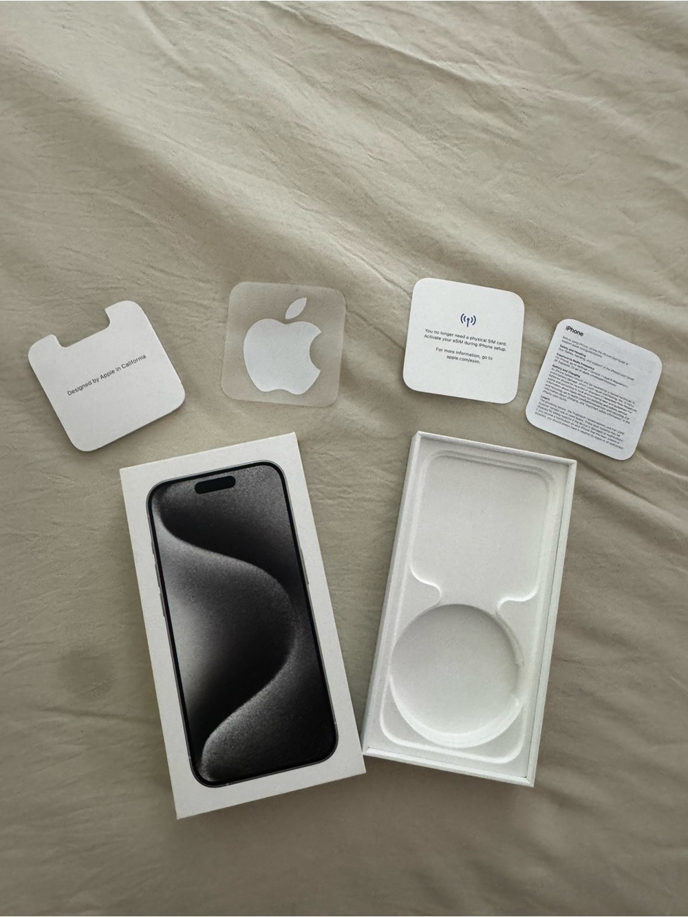 iPhone 15 Pro Original Apple Box ONLY — Inserts + Apple Sticker